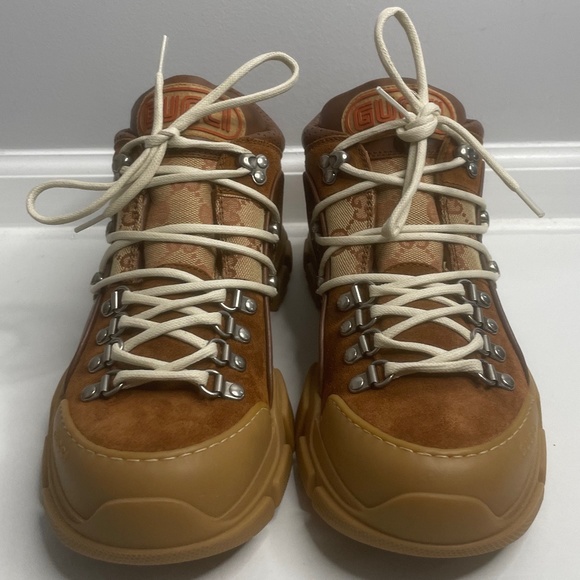 Gucci Sega Flashtrek Brick Red/Brown Leather Trim Midtop Boots Italy Sz 9 521680 - Picture 16 of 16